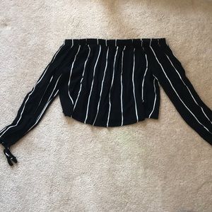 Off the shoulder striped crop top